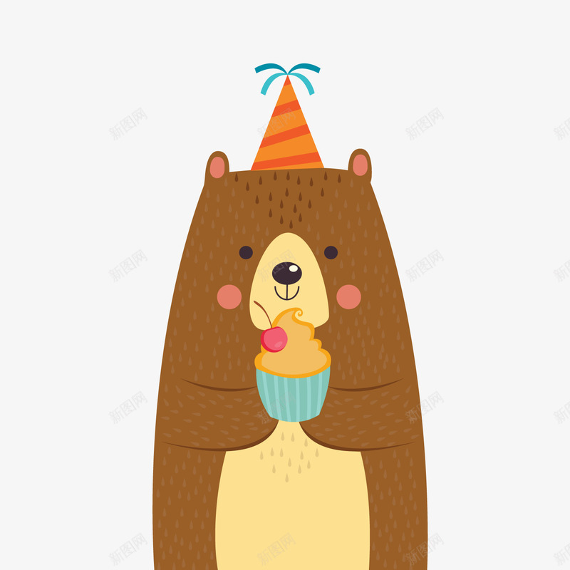 卡通过生日的熊png免抠素材_88icon https://88icon.com 卡通动物 卡通小熊 抓气球的熊 背景装饰 过生日的熊