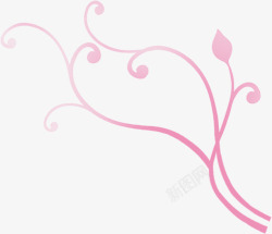 手绘粉色花枝装饰素材