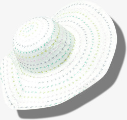 手绘夏日沙滩海边白色遮阳帽素材