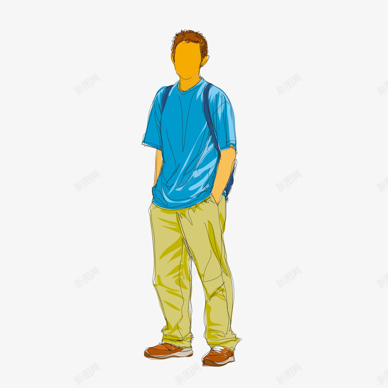 手绘蓝色T恤的男孩png免抠素材_88icon https://88icon.com t恤3d 休闲套装 休闲服装 手绘 手绘服饰 手绘男孩 男孩