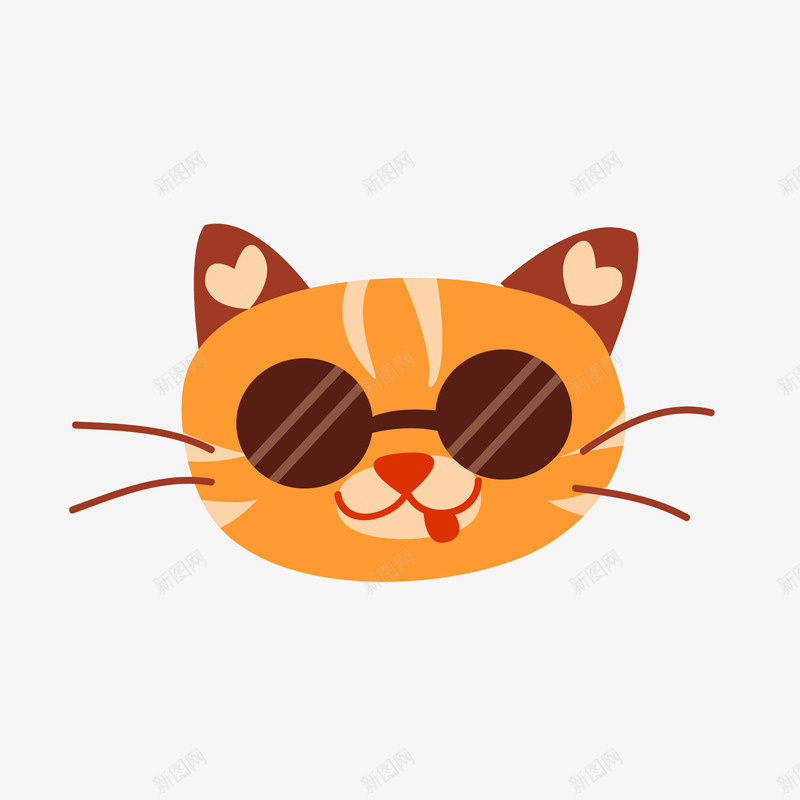 戴墨镜的猫咪头像矢量图ai免抠素材_88icon https://88icon.com 卡通 头像设计 戴墨镜 猫咪 表情设计 矢量图