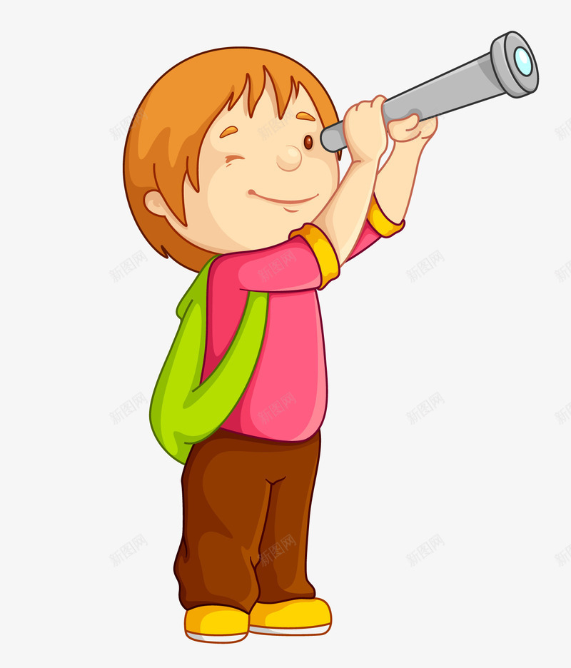 拿着望远镜的孩子png免抠素材_88icon https://88icon.com 举着 卡通手绘 孩子 旅行 望远镜