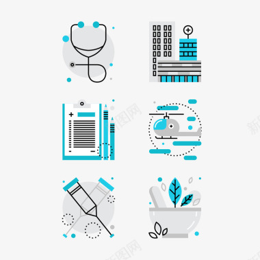 蓝色现代医疗商业标合集矢量图图标图标