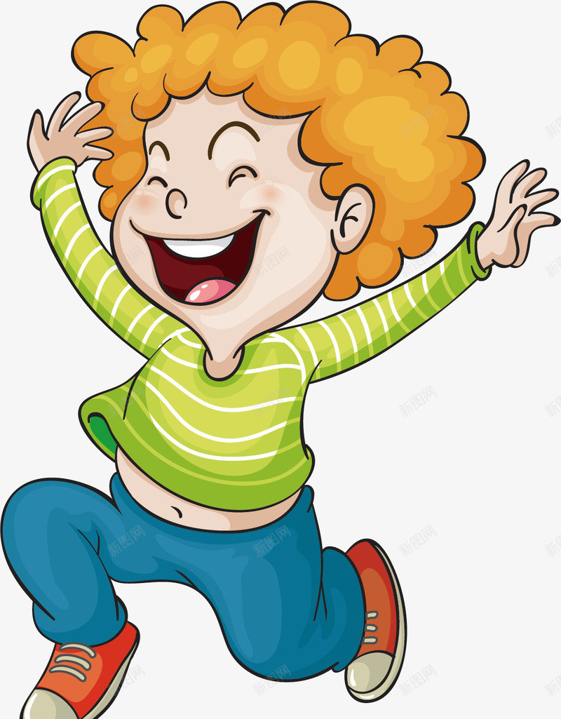跳跃的小男孩矢量图ai免抠素材_88icon https://88icon.com 卡通手绘 可爱 大笑 孩子 水彩 男孩 高兴 矢量图