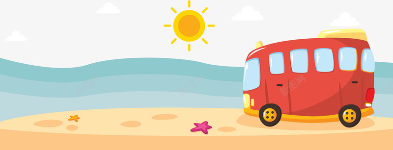 夏日度假沙滩上的红色旅游车png免抠素材_88icon https://88icon.com 夏日旅行 旅游 旅游车 汽车 沙滩 沙滩车 海滩 红色汽车 行李