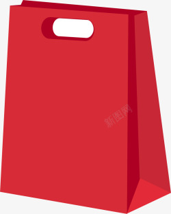手绘红色购物袋矢量图素材