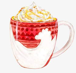 手绘水彩冰淇淋雪顶咖啡饮品插画素材