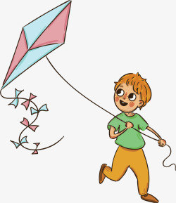 运动健身放风筝的孩子矢量图素材
