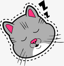 卡通灰色猫咪头像贴纸素材
