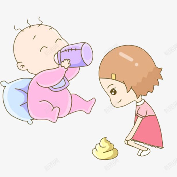 卡通宝宝吃奶瓶妈妈收拾便便png免抠素材_88icon https://88icon.com 亲子 卡通 吃奶 吃奶瓶 宝宝 宝宝吃奶 母婴