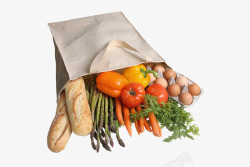 购物袋里的蔬菜和面包素材