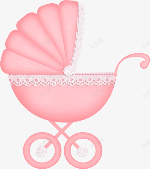 卡通粉色婴儿推车png免抠素材_88icon https://88icon.com 卡通推车 婴儿推车 手绘推车 推车免抠