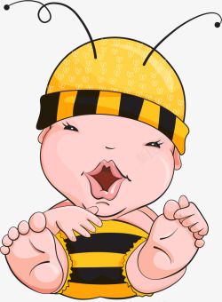 黄色卡通蜜蜂宝宝装饰图案素材