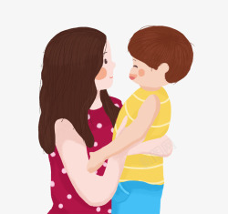 手绘人物插图母亲节与孩子拥抱的素材