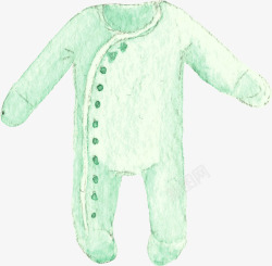婴儿卡通手绘水彩衣服裤子素材