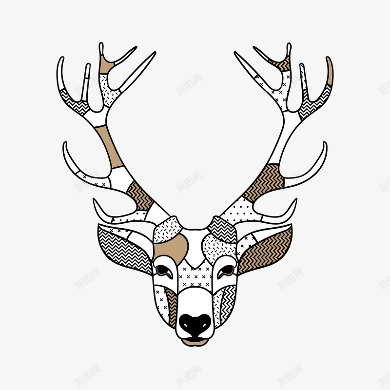 拼色动物麋鹿头像png免抠素材_88icon https://88icon.com 动物 可爱的 头像 手绘图 拼色 犄角 麋鹿