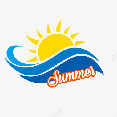 海滩遮阳伞夏日阳光海滩度假logo矢量图图标图标