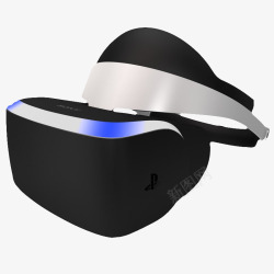 蓝色灯光黑白色头戴VR头盔素材