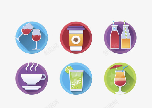 韩国饮品水彩图标图标