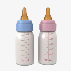 粉色蓝色宝宝奶瓶素材