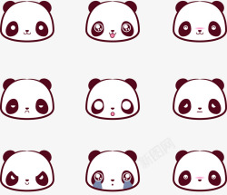9款可爱熊猫头像矢量图素材