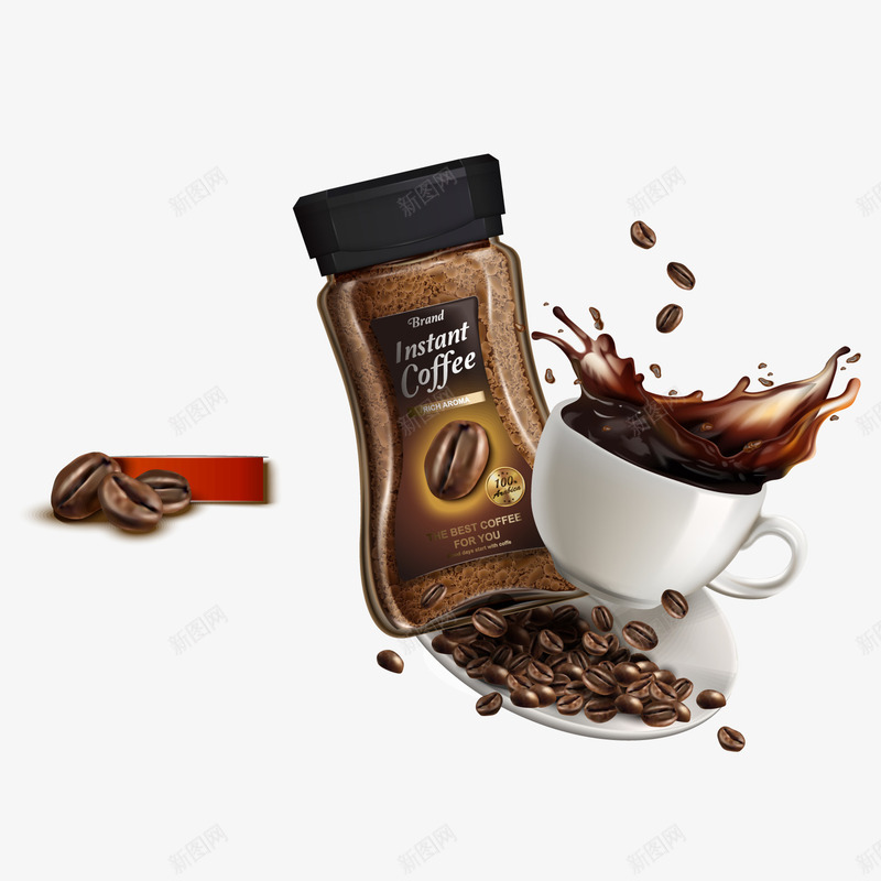 精美动感咖啡海报png免抠素材_88icon https://88icon.com 动感咖啡 咖啡杯 咖啡豆 背景装饰 饮料