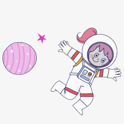 水彩宇航员小女孩图素材