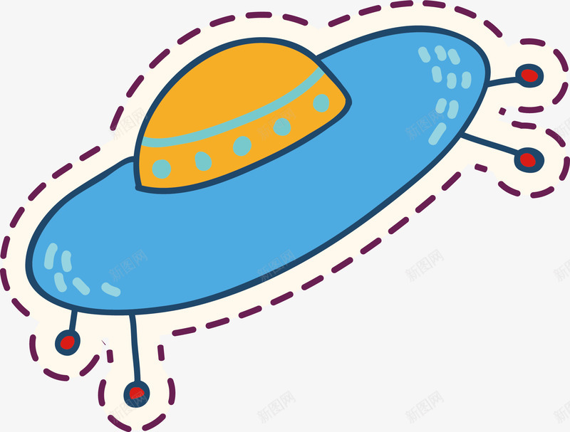 蓝色UFO矢量图ai免抠素材_88icon https://88icon.com UFO 可爱 外星人 彩色 手绘的 现代 矢量的 简约 矢量图