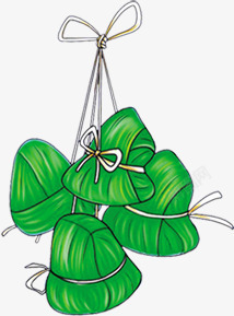 手绘绿色卡通粽子素材