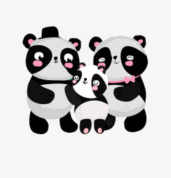 可爱的熊猫家族素材