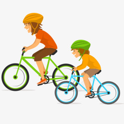 母亲和孩子骑行插画矢量图素材