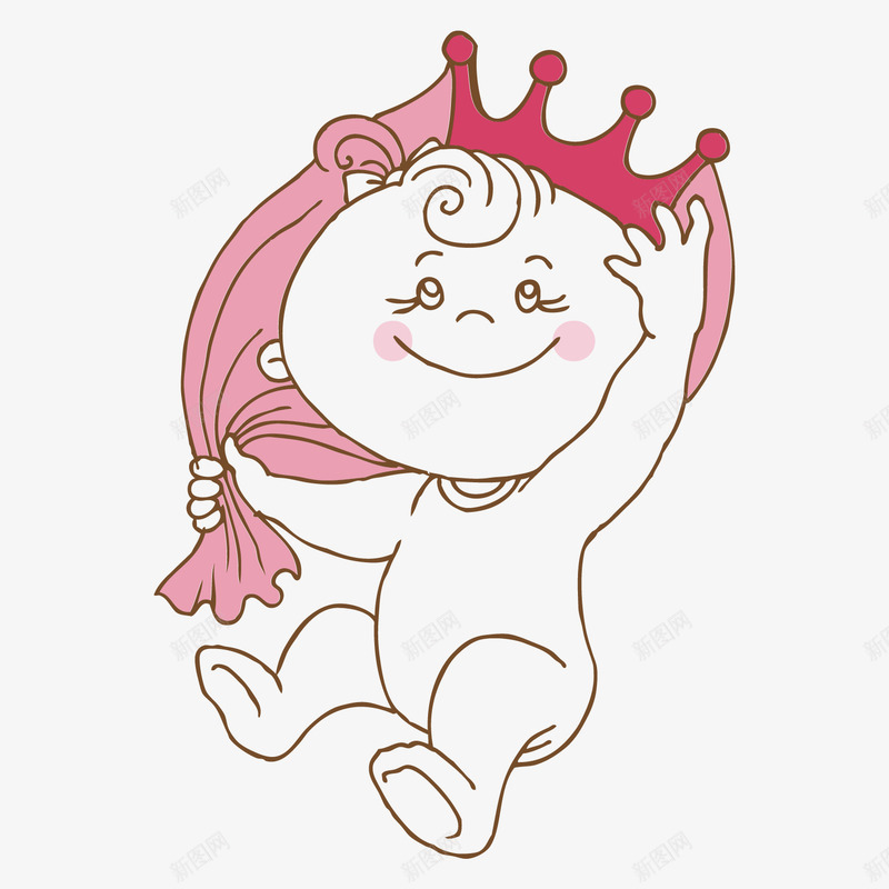 戴假发的可爱婴儿png免抠素材_88icon https://88icon.com 卡通 可爱 婴儿 孩子 宝宝 手绘 王冠 红头发