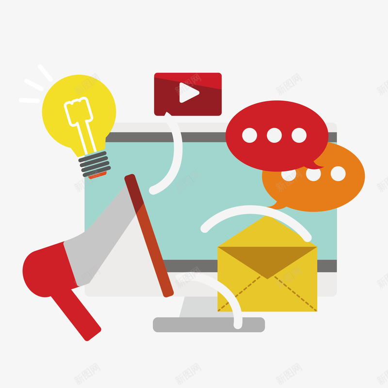 电脑安全装饰图案矢量图eps免抠素材_88icon https://88icon.com 办公 卡通 喇叭 图案 小清新 现代 电子商务 电脑 科技 简约 装饰 矢量图