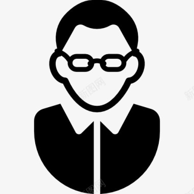 戴眼镜小学生戴眼镜的男人和衬衫图标图标