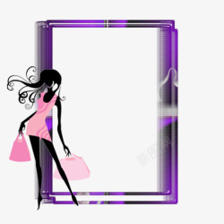 兔子时尚女郎时尚女郎装饰紫色相框高清图片