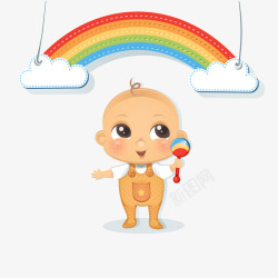 可爱婴儿和彩虹剪贴画矢量图素材