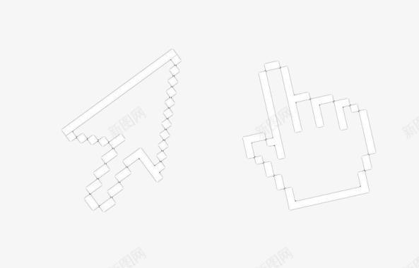 立体矢量鼠标箭头素材白色电脑鼠标图标图标