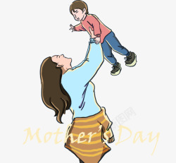 母亲节装饰插图妈妈高举孩子插画素材