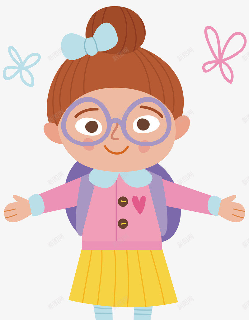 戴眼镜的女孩子png免抠素材_88icon https://88icon.com 可爱女孩 戴眼镜 眼镜女孩 矢量png 紫色眼镜