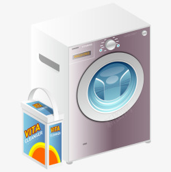 白色时尚现代洗衣机洗衣粉矢量图素材