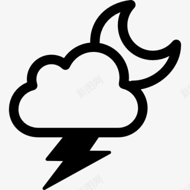 风雨交加电风雨交加的夜晚天气符号图标图标