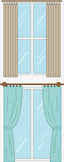 现代窗户窗帘矢量图素材