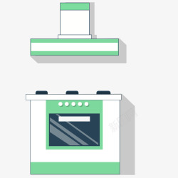 现代厨房用具卡通绿色现代橱柜吸油烟机高清图片