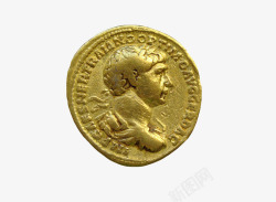 国家古董金色罗马帝国皇帝头像硬币实物高清图片