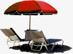夏日海边遮阳伞座椅风景素材