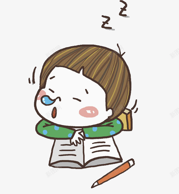 瞌睡的孩子png免抠素材_88icon https://88icon.com 上课 书本 书桌 卡通 插图 瞌睡的 铅笔 鼻涕