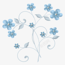 淡蓝色手绘花朵素材