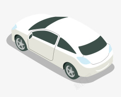 卡通手绘白色现代小汽车素材
