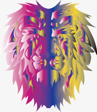 狮子门环手绘卡通颜色渐变狮子头像图标图标