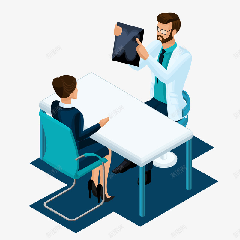 门诊的医生人物矢量图ai免抠素材_88icon https://88icon.com 人物设计 医护人员 医生 医疗 医院 慰问患者病情 矢量图 门诊